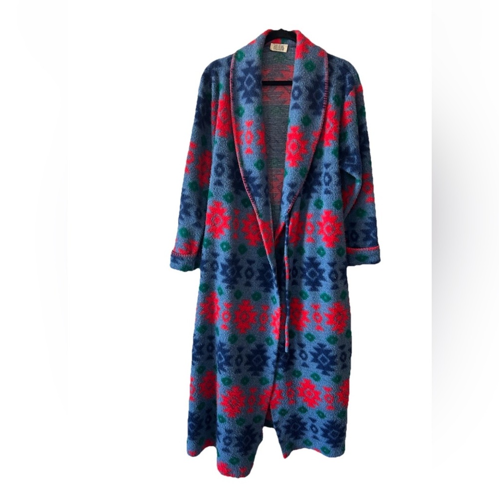 VTG Bill Blass Aztec Southwestern Robe Coat Belted Duster Jacket M Unisex